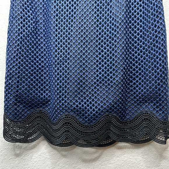 Saylor Luca Mini Dress Drop One Shoulder Navy Blue Mesh size Medium - Picture 7 of 16
